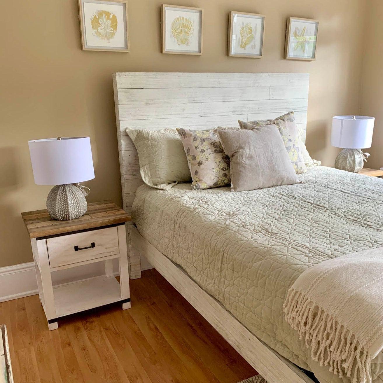 Two-Tone White Reclaimed Wood Provence Nightstand - Sideboards and Things Accents_Two Tone, Brand_LH Imports, Color_White, Features_Repurposed Materials, Features_With Drawers, Features_With Shelves, Finish_Natural, Finish_Rustic, Materials_Reclaimed Wood, Materials_Wood, Nightstands, Wood Species_Pine