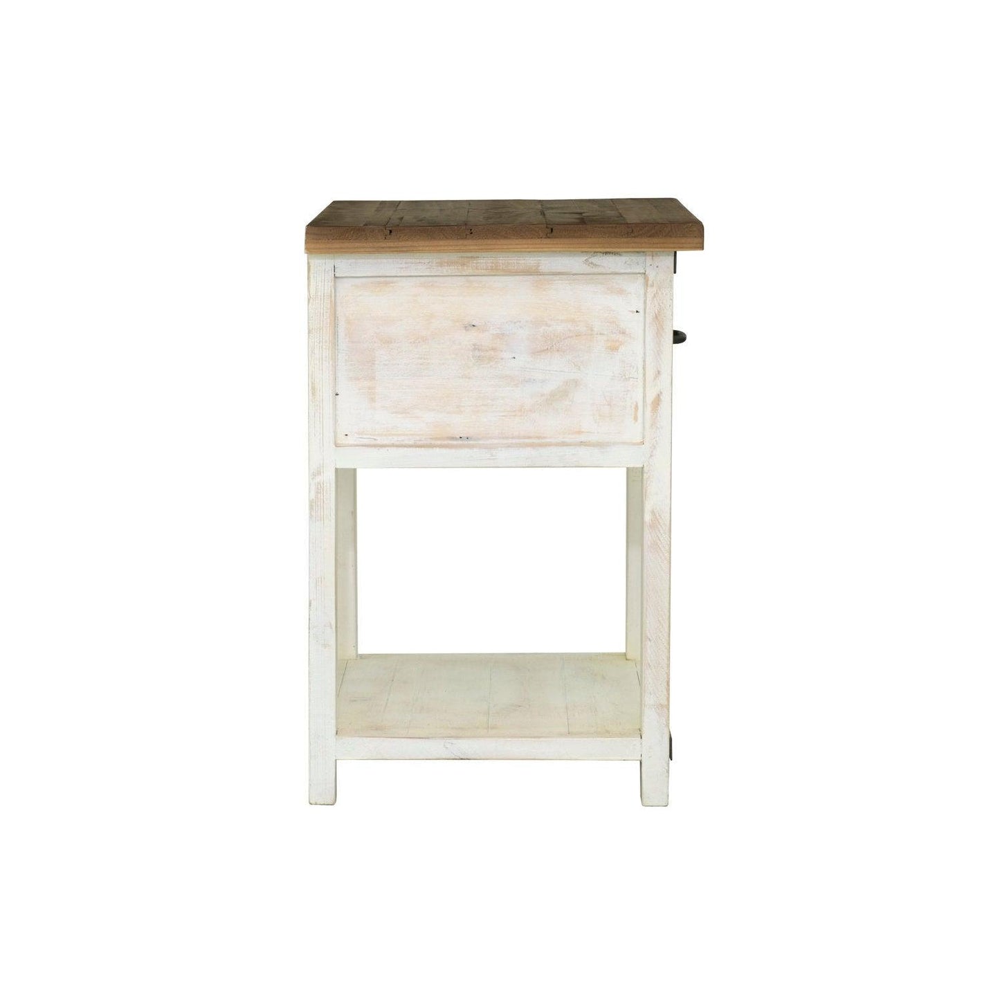 Two-Tone White Reclaimed Wood Provence Nightstand - Sideboards and Things Accents_Two Tone, Brand_LH Imports, Color_White, Features_Repurposed Materials, Features_With Drawers, Features_With Shelves, Finish_Natural, Finish_Rustic, Materials_Reclaimed Wood, Materials_Wood, Nightstands, Wood Species_Pine