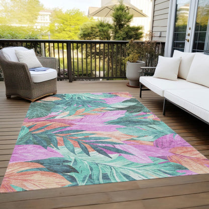 LOOMLAN Rugs Twystra Teal Washable Indoor-Outdoor Rug