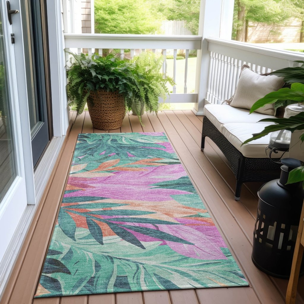 LOOMLAN Rugs Twystra Teal Washable Indoor-Outdoor Rug