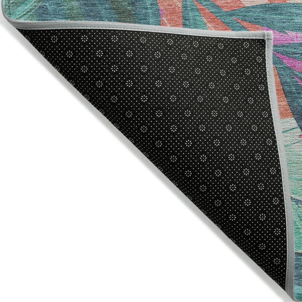 LOOMLAN Rugs Twystra Teal Washable Indoor-Outdoor Rug