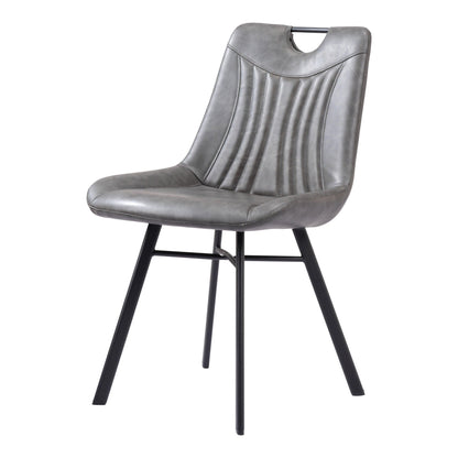 Tyler Dining Chair (Set of 2) Vintage Gray - Sideboards and Things Back Type_With Back, Brand_Zuo Modern, Color_Black, Color_Gray, Depth_20-30, Finish_Powder Coated, Height_30-40, Materials_Metal, Materials_Upholstery, Materials_Wood, Metal Type_Steel, Number of Pieces_2PC Set, Product Type_Dining Height, Upholstery Type_Leather, Upholstery Type_Vegan Leather, Width_20-30, Wood Species_Plywood