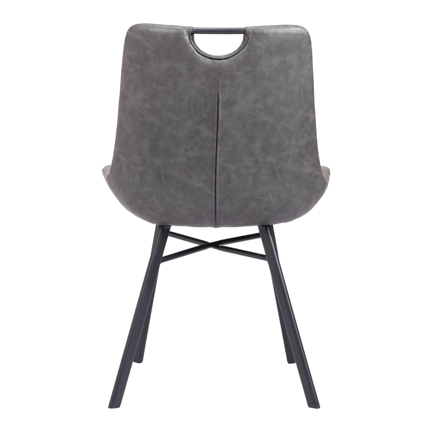 Tyler Dining Chair (Set of 2) Vintage Gray - Sideboards and Things Back Type_With Back, Brand_Zuo Modern, Color_Black, Color_Gray, Depth_20-30, Finish_Powder Coated, Height_30-40, Materials_Metal, Materials_Upholstery, Materials_Wood, Metal Type_Steel, Number of Pieces_2PC Set, Product Type_Dining Height, Upholstery Type_Leather, Upholstery Type_Vegan Leather, Width_20-30, Wood Species_Plywood