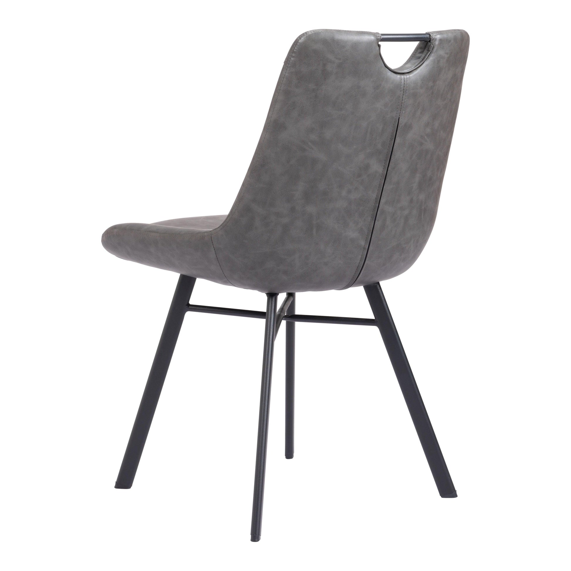 Tyler Dining Chair (Set of 2) Vintage Gray - Sideboards and Things Back Type_With Back, Brand_Zuo Modern, Color_Black, Color_Gray, Depth_20-30, Finish_Powder Coated, Height_30-40, Materials_Metal, Materials_Upholstery, Materials_Wood, Metal Type_Steel, Number of Pieces_2PC Set, Product Type_Dining Height, Upholstery Type_Leather, Upholstery Type_Vegan Leather, Width_20-30, Wood Species_Plywood