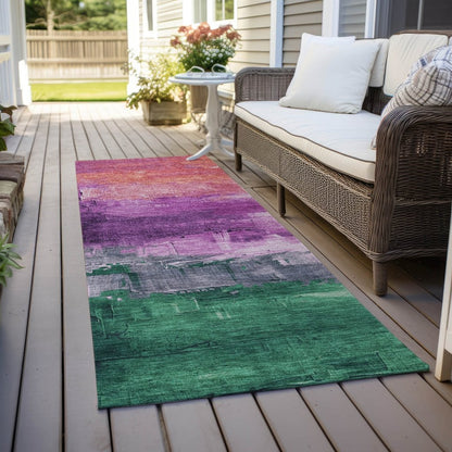 LOOMLAN Rugs Umberelle Purple Washable Indoor-Outdoor Rug