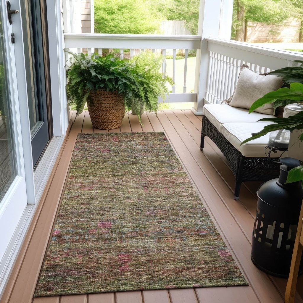 Umbrea Green Washable Indoor - Outdoor Rug - LOOMLAN - LOOMLAN Rugs - Outdoor Rugs