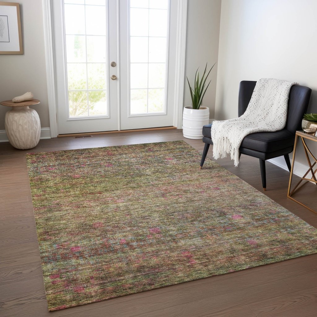 Umbrea Green Washable Indoor - Outdoor Rug - LOOMLAN - LOOMLAN Rugs - Outdoor Rugs