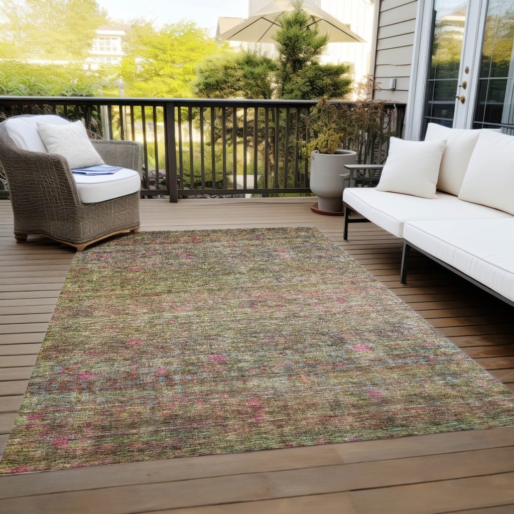 Umbrea Green Washable Indoor - Outdoor Rug - LOOMLAN - LOOMLAN Rugs - Outdoor Rugs