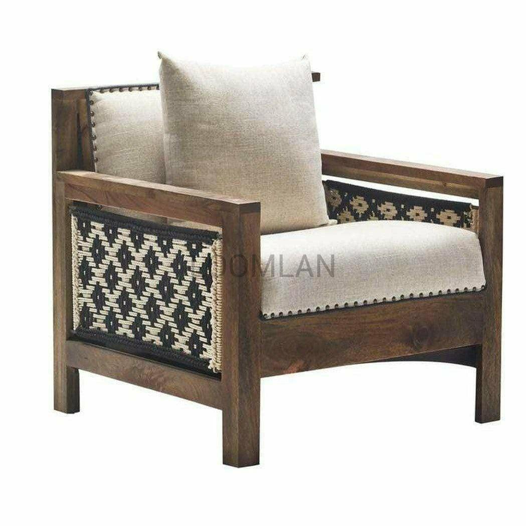 Unique Boho Chic Accent Chair With Throw Pillow Dark Base - Sideboards and Things Accents_Natural, Brand_LOOMLAN Home, Color_Black, Color_Brown, Color_Tan, Features_Exposed Wood, Legs Material_Wood, Materials_Rope, Product Type_Club Chair, Upholstery Type_Rope, Wood Species_Mango