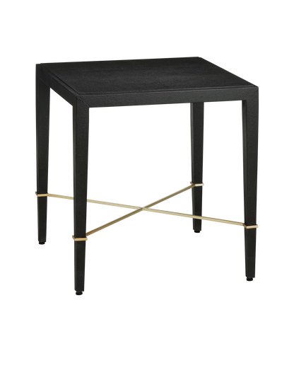 Verona Wood and Metal Black Rectangular End Table