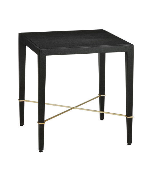 Verona Wood and Metal Black Rectangular End Table