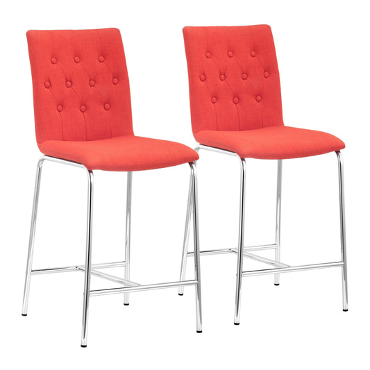 Uppsala Counter Chair (Set of 2) Tangerine - Sideboards and Things Back Type_With Back, Color_Orange, Color_Red, Color_Silver, Depth_10-20, Finish_Polished, Height_30-40, Legs Material_Metal, Materials_Metal, Metal Type_Steel, Number of Pieces_2PC Set, Product Type_Counter Height, Seat Material_Upholstery, Upholstery Type_Fabric Blend, Upholstery Type_Polyester, Width_10-20