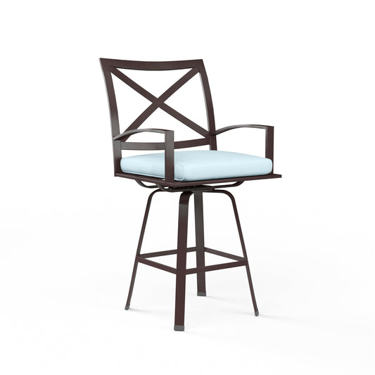 La Jolla Sunbrella Upholstered Swivel Outdoor Barstool