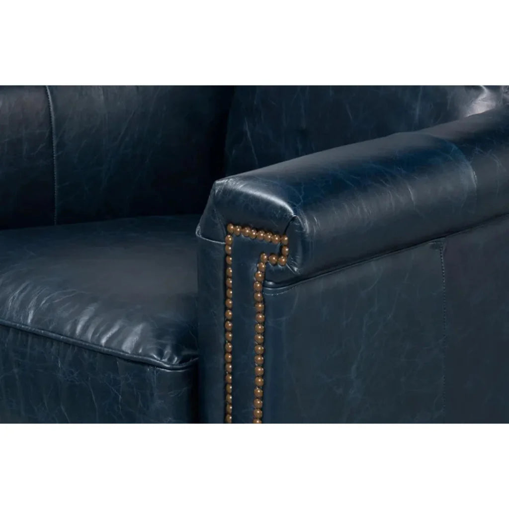 Vandike Leather Upholstery Stylish Armchair - LOOMLAN - Sarreid - Club Chairs