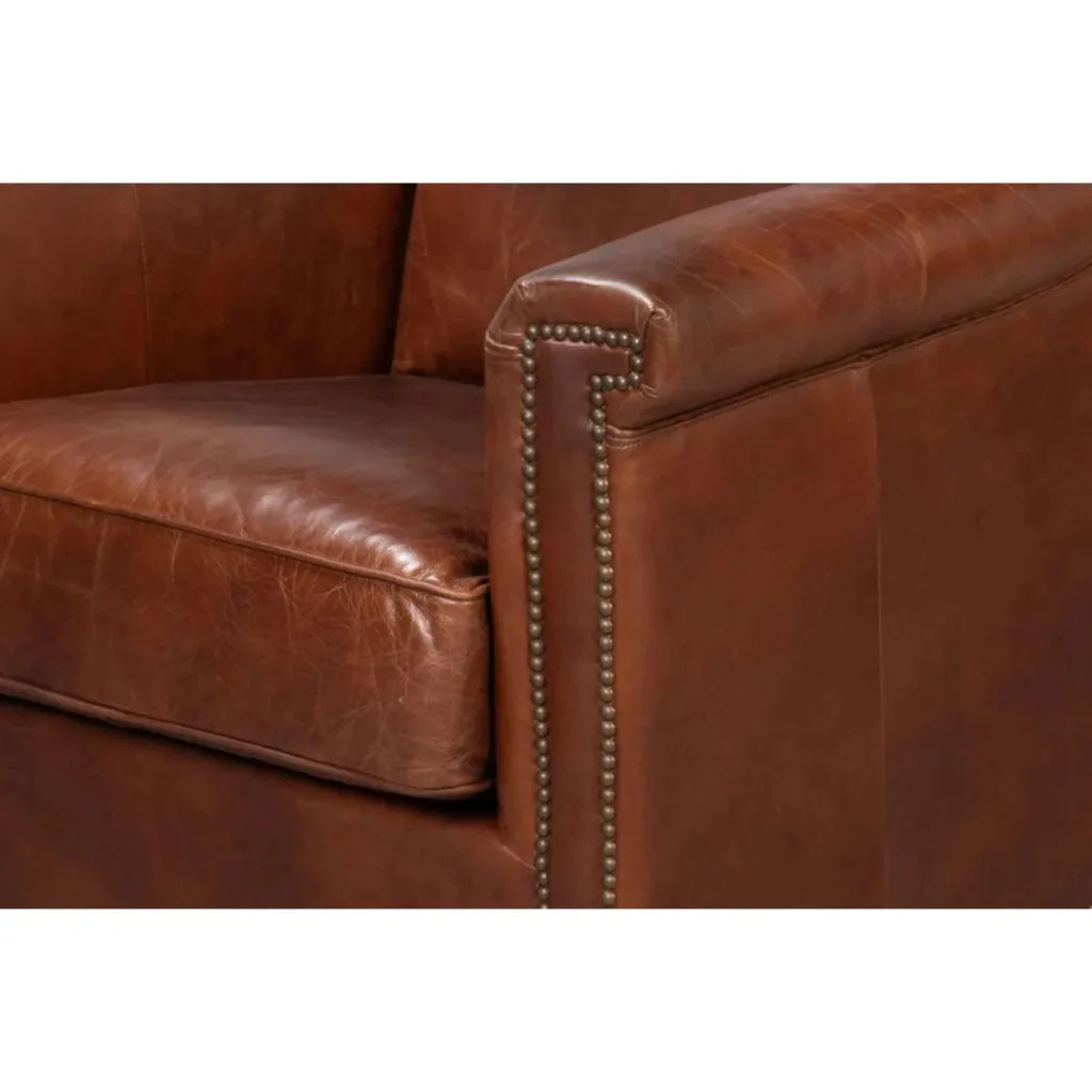Vandike Leather Upholstery Stylish Armchair - LOOMLAN - Sarreid - Club Chairs