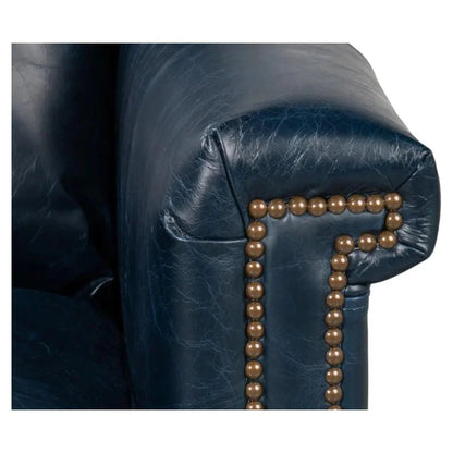 Vandike Leather Upholstery Stylish Armchair - LOOMLAN - Sarreid - Club Chairs