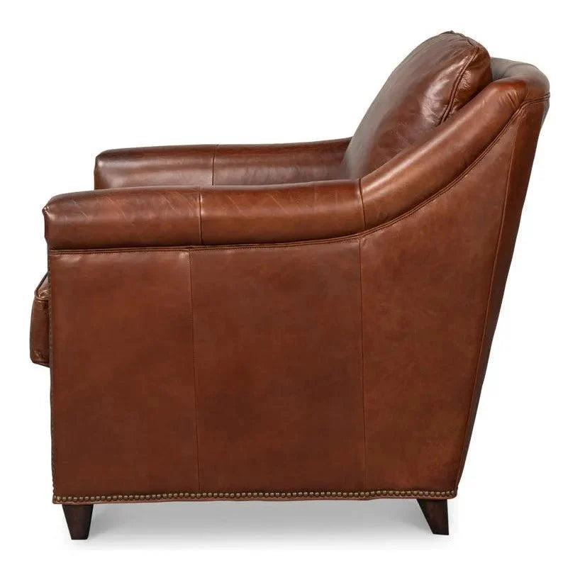 Vandike Leather Upholstery Stylish Armchair - LOOMLAN - Sarreid - Club Chairs