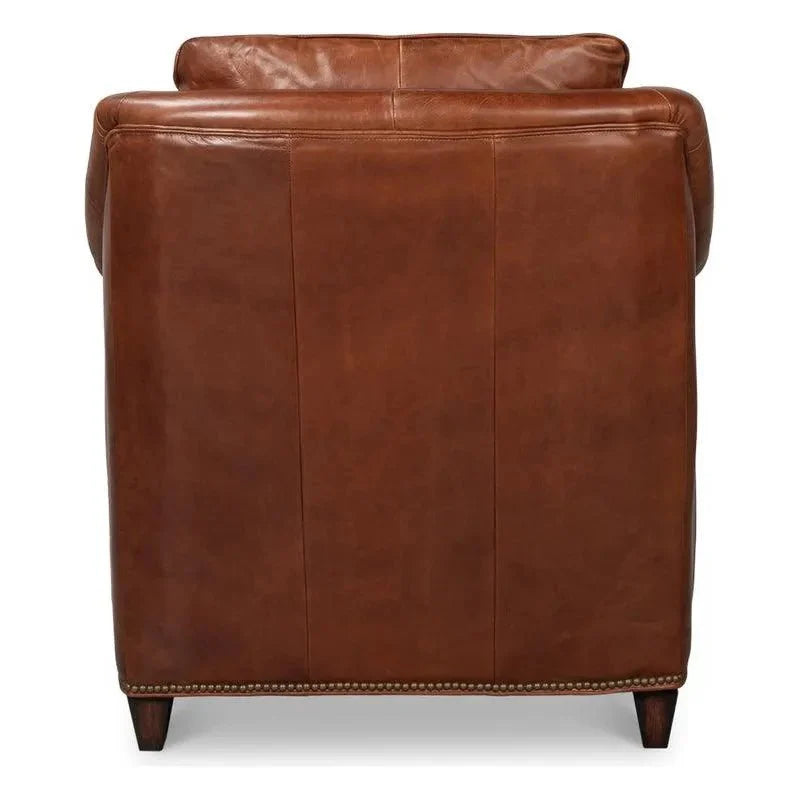 Vandike Leather Upholstery Stylish Armchair - LOOMLAN - Sarreid - Club Chairs