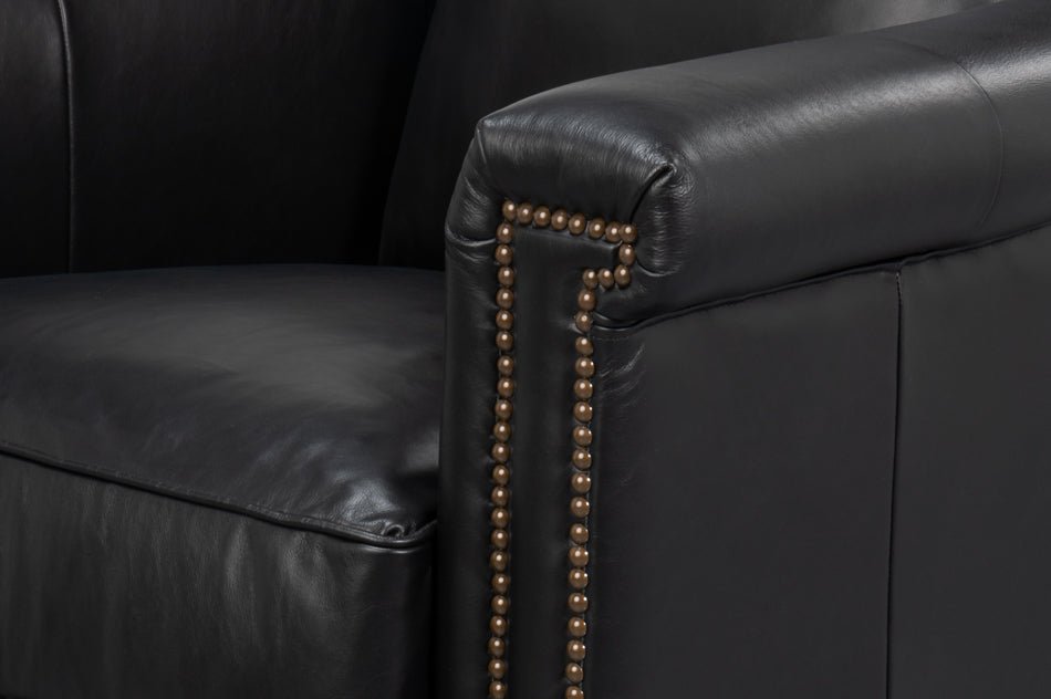 Sarreid Vandike Onyx Black Leather Arm Chair