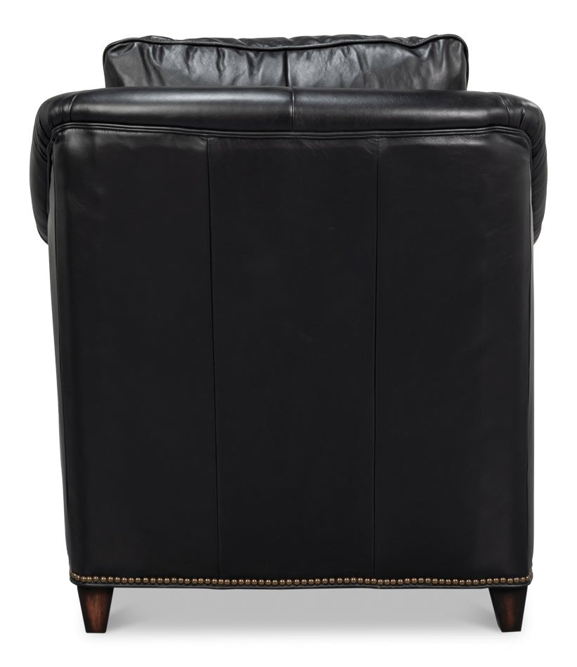 Sarreid Vandike Onyx Black Leather Arm Chair