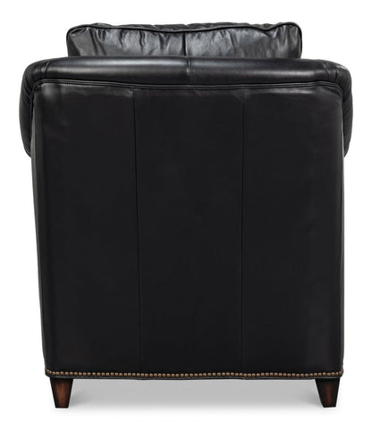 Sarreid Vandike Onyx Black Leather Arm Chair