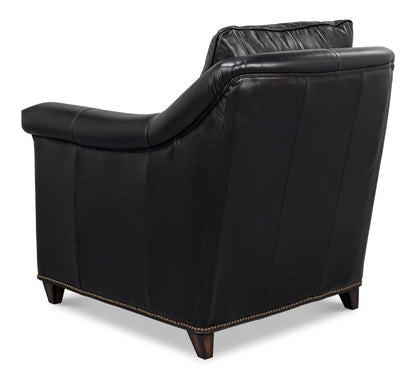 Sarreid Vandike Onyx Black Leather Arm Chair