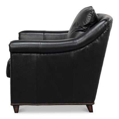 Sarreid Vandike Onyx Black Leather Arm Chair