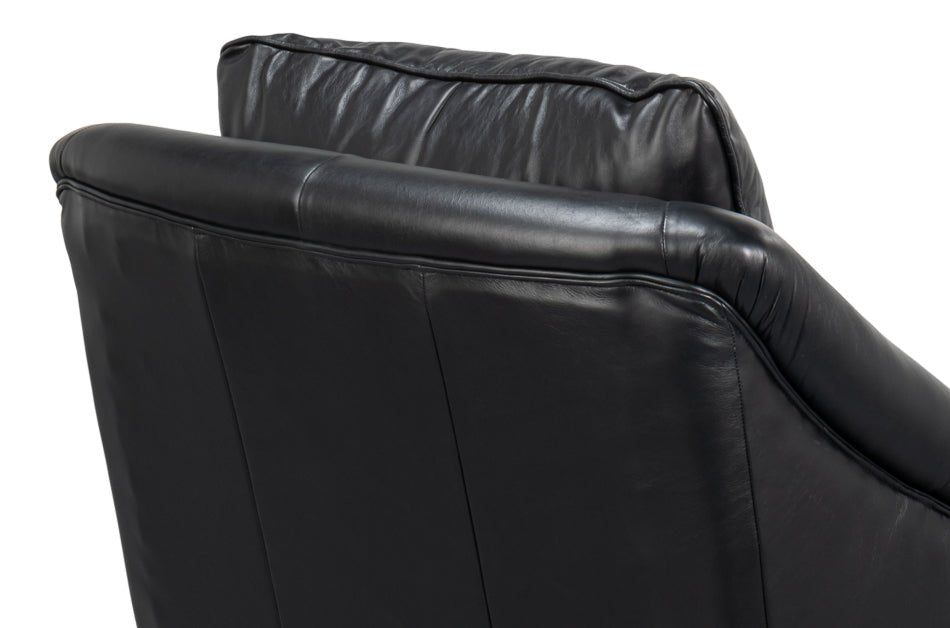 Sarreid Vandike Onyx Black Leather Arm Chair