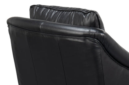 Sarreid Vandike Onyx Black Leather Arm Chair