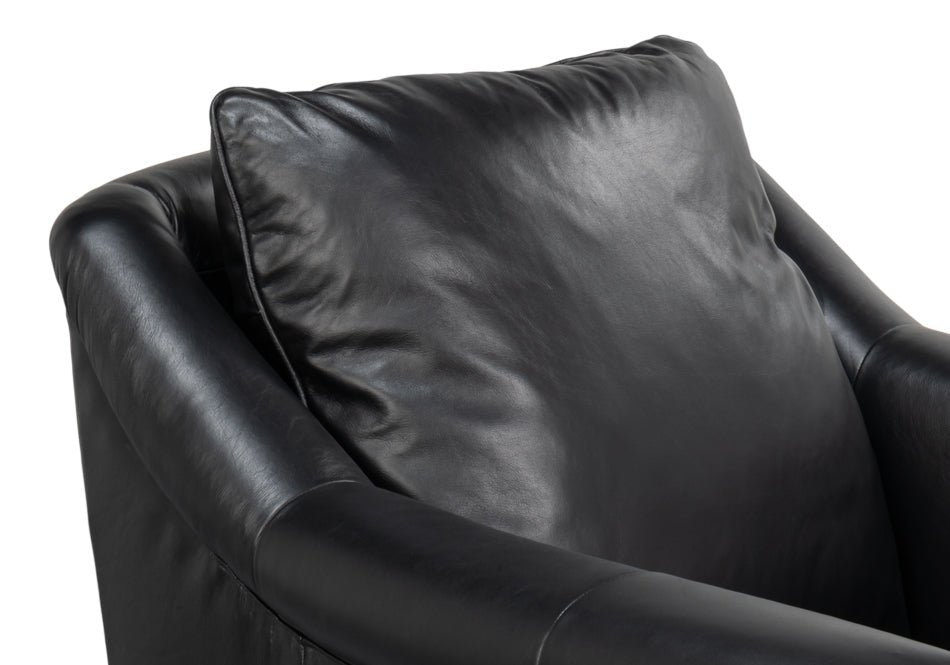 Sarreid Vandike Onyx Black Leather Arm Chair