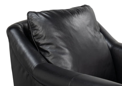 Sarreid Vandike Onyx Black Leather Arm Chair
