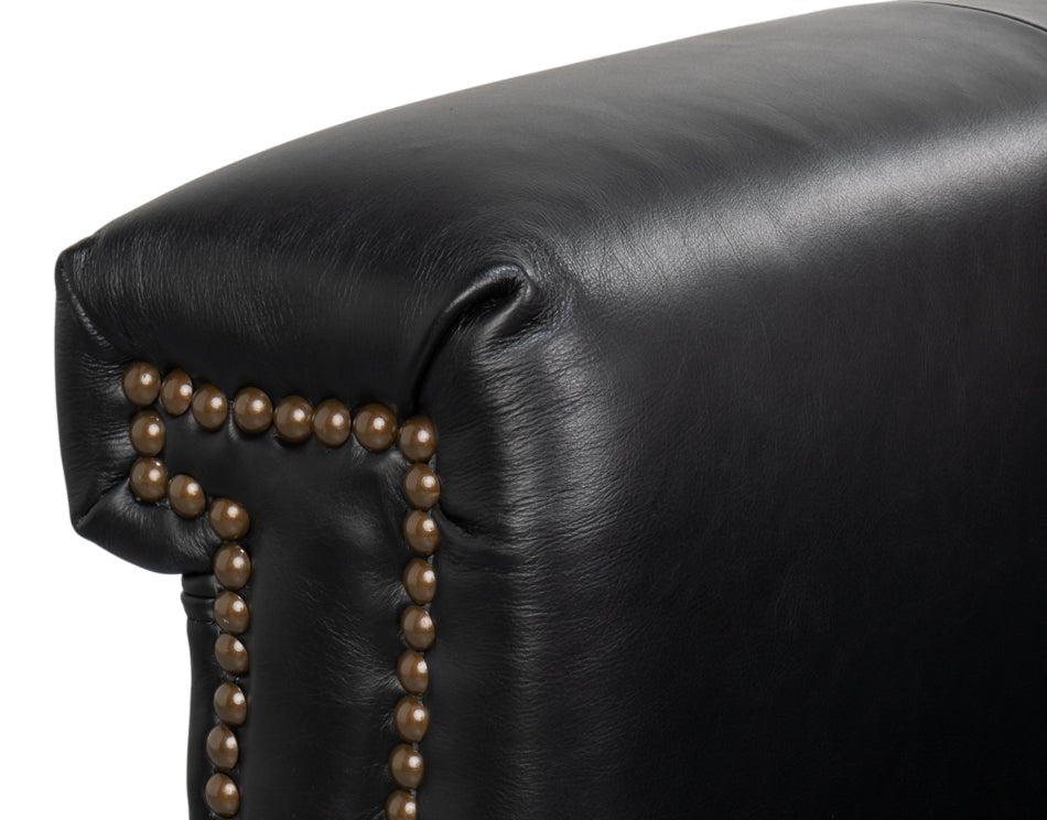 Sarreid Vandike Onyx Black Leather Arm Chair
