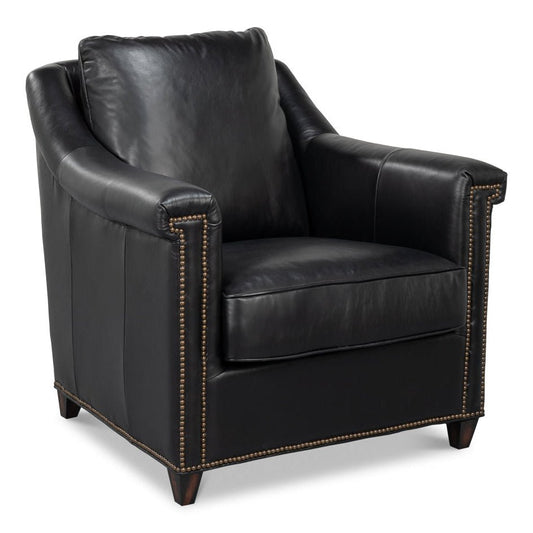 Sarreid Vandike Onyx Black Leather Arm Chair