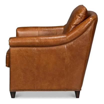 Sarreid Vandike Wood and Leather Brown Arm Chair
