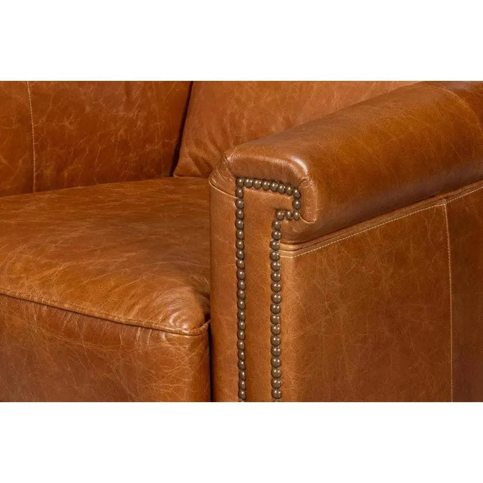 Sarreid Vandike Wood and Leather Brown Arm Chair