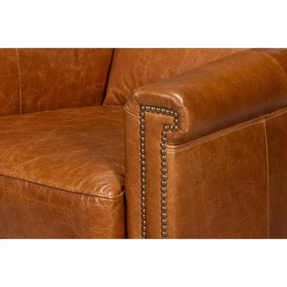 Sarreid Vandike Wood and Leather Brown Arm Chair