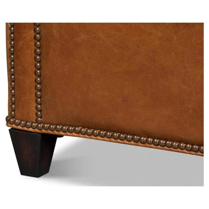 Sarreid Vandike Wood and Leather Brown Arm Chair