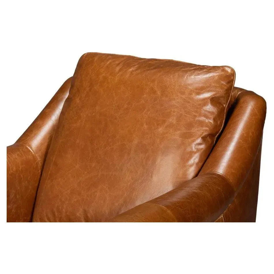 Sarreid Vandike Wood and Leather Brown Arm Chair