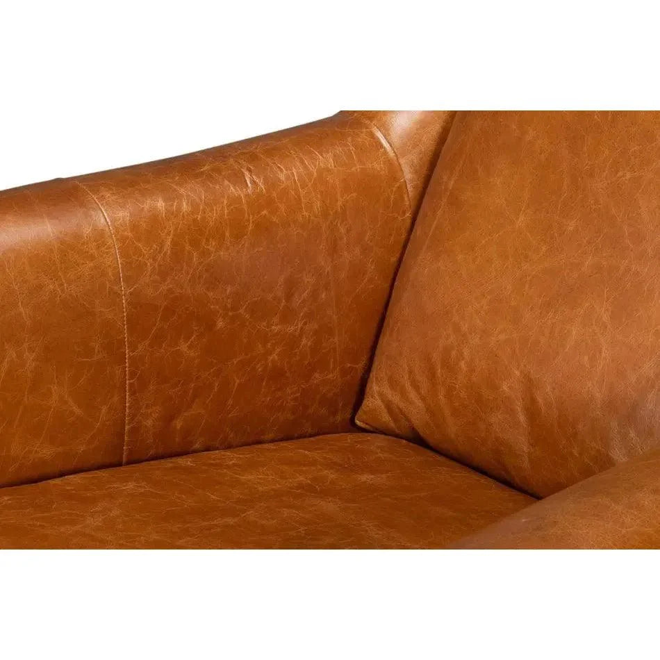 Sarreid Vandike Wood and Leather Brown Arm Chair