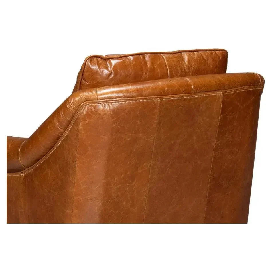 Sarreid Vandike Wood and Leather Brown Arm Chair