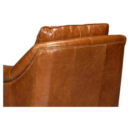 Sarreid Vandike Wood and Leather Brown Arm Chair
