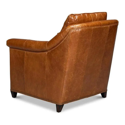 Sarreid Vandike Wood and Leather Brown Arm Chair