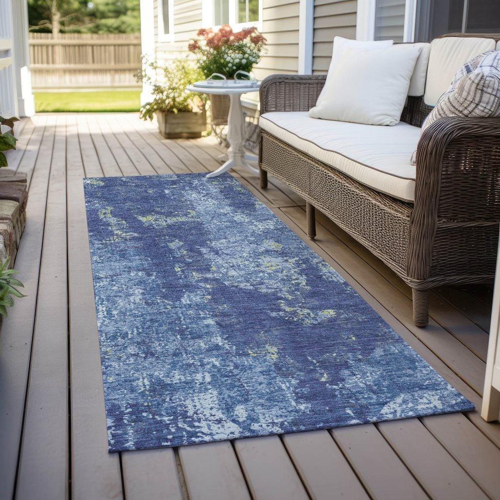 LOOMLAN Rugs Veldan Blue Washable Indoor-Outdoor Rug