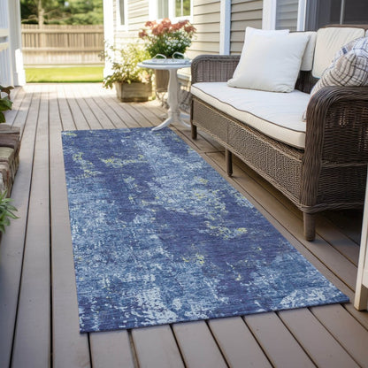 LOOMLAN Rugs Veldan Blue Washable Indoor-Outdoor Rug