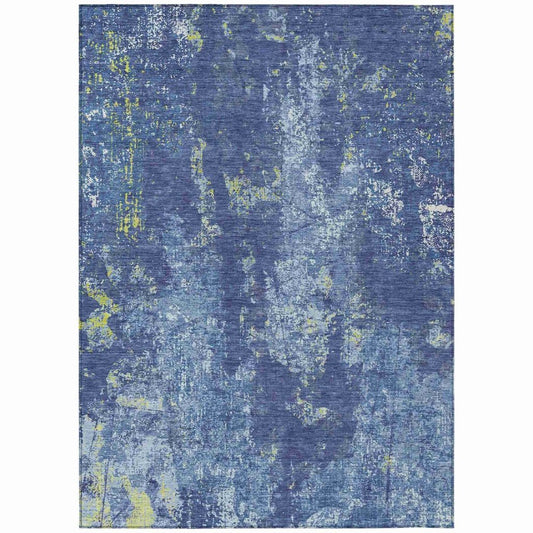 LOOMLAN Rugs Veldan Blue Washable Indoor-Outdoor Rug