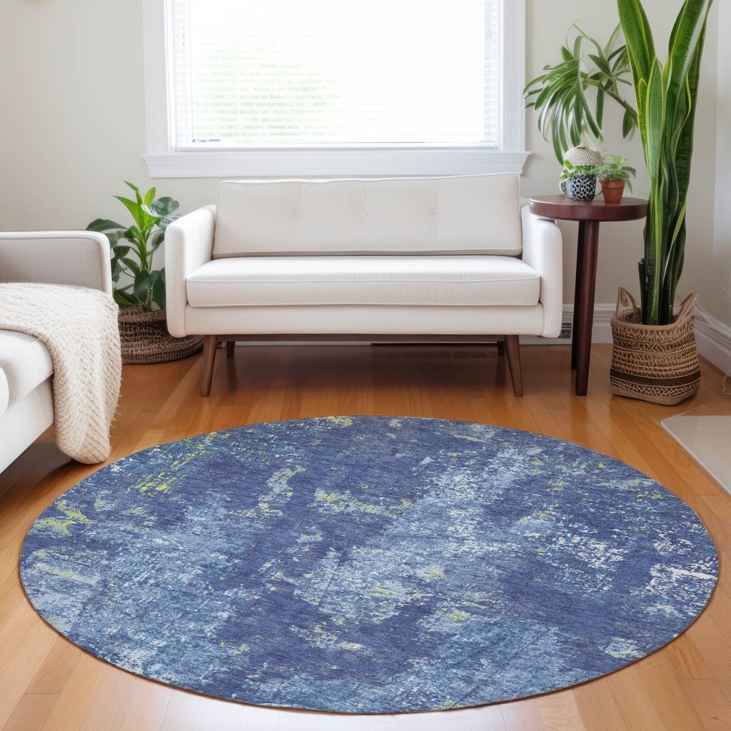 LOOMLAN Rugs Veldan Blue Washable Indoor-Outdoor Rug