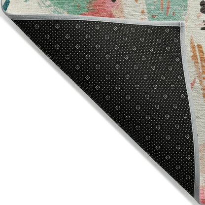 LOOMLAN Rugs Veldorah Ivory Washable Indoor-Outdoor Rug