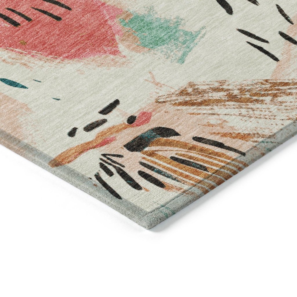 LOOMLAN Rugs Veldorah Ivory Washable Indoor-Outdoor Rug