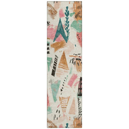 LOOMLAN Rugs Veldorah Ivory Washable Indoor-Outdoor Rug