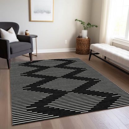 LOOMLAN Rugs Velina Black Washable Indoor-Outdoor Rug